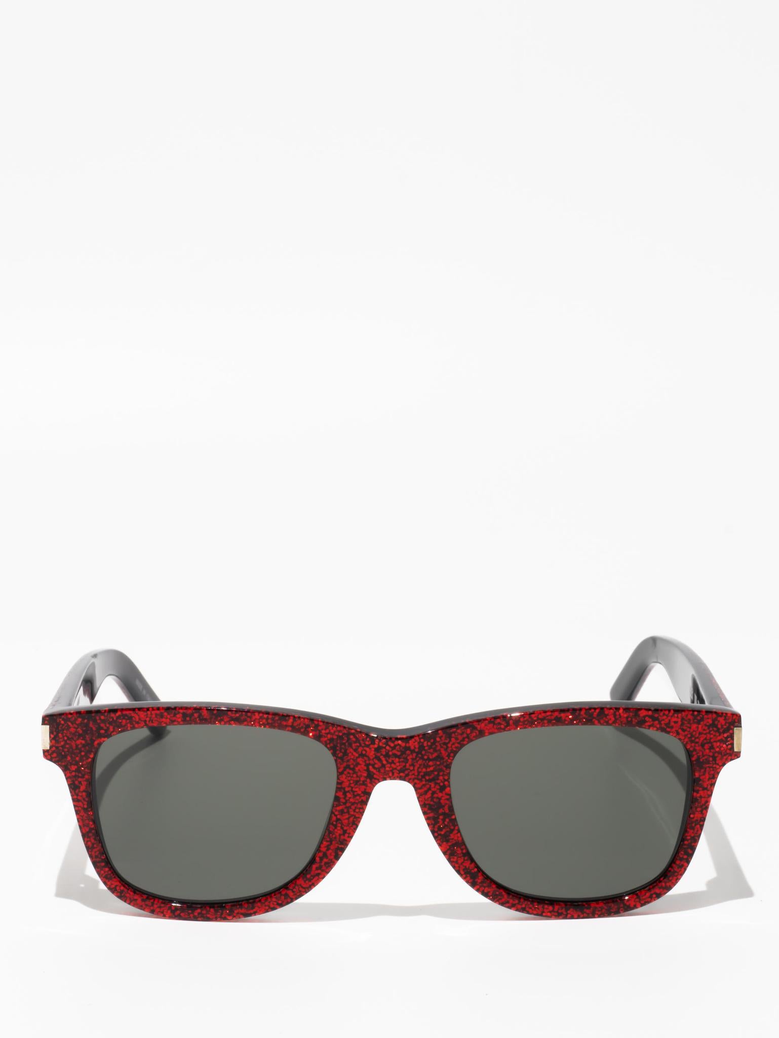 SL 51 009 | RED GLITTER | SQUARE SUNGLASSES