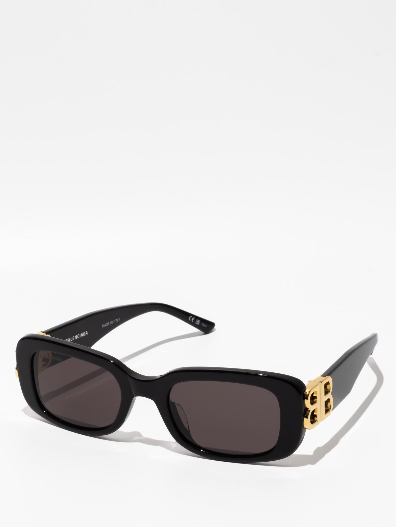Balenciaga Rectangle Sunglasses Black and Gold