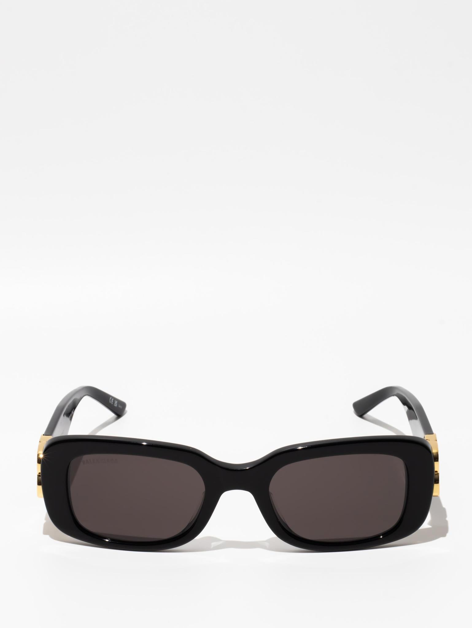 Balenciaga Rectangle Sunglasses Black and Gold