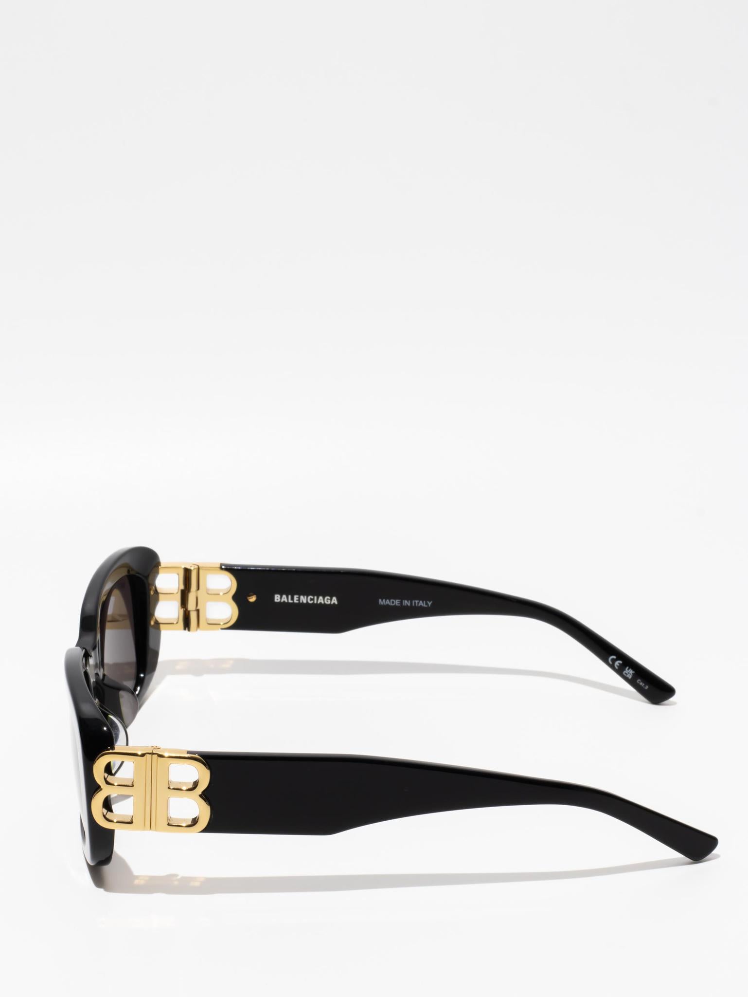 Balenciaga Rectangle Sunglasses Black and Gold