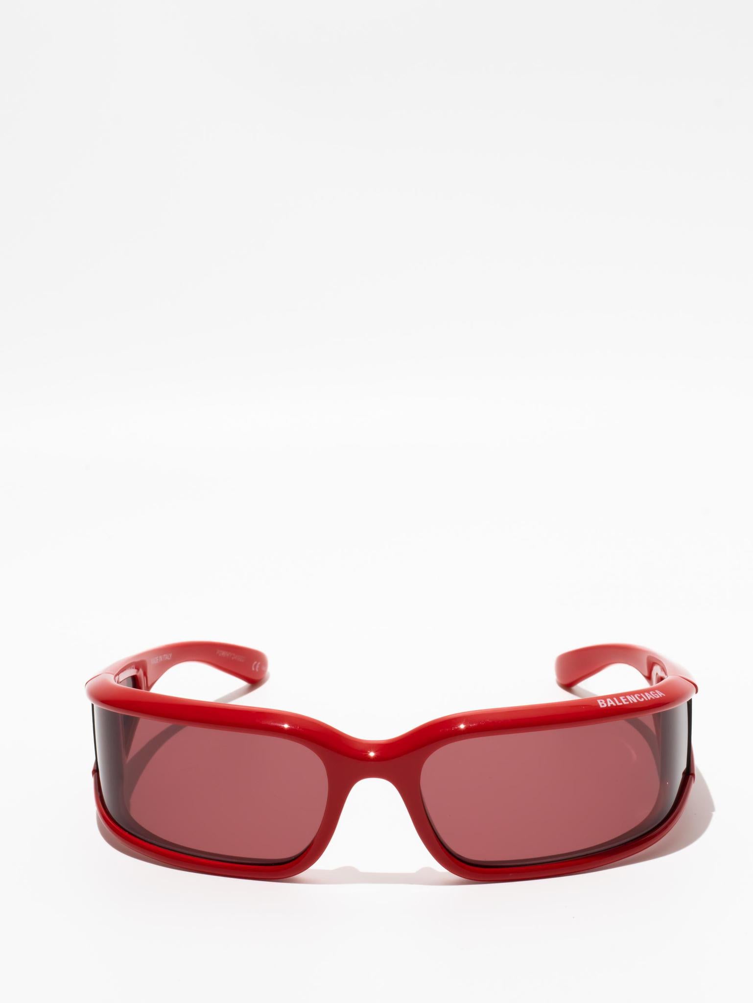 Balenciaga Rectangle Sunglasses Red