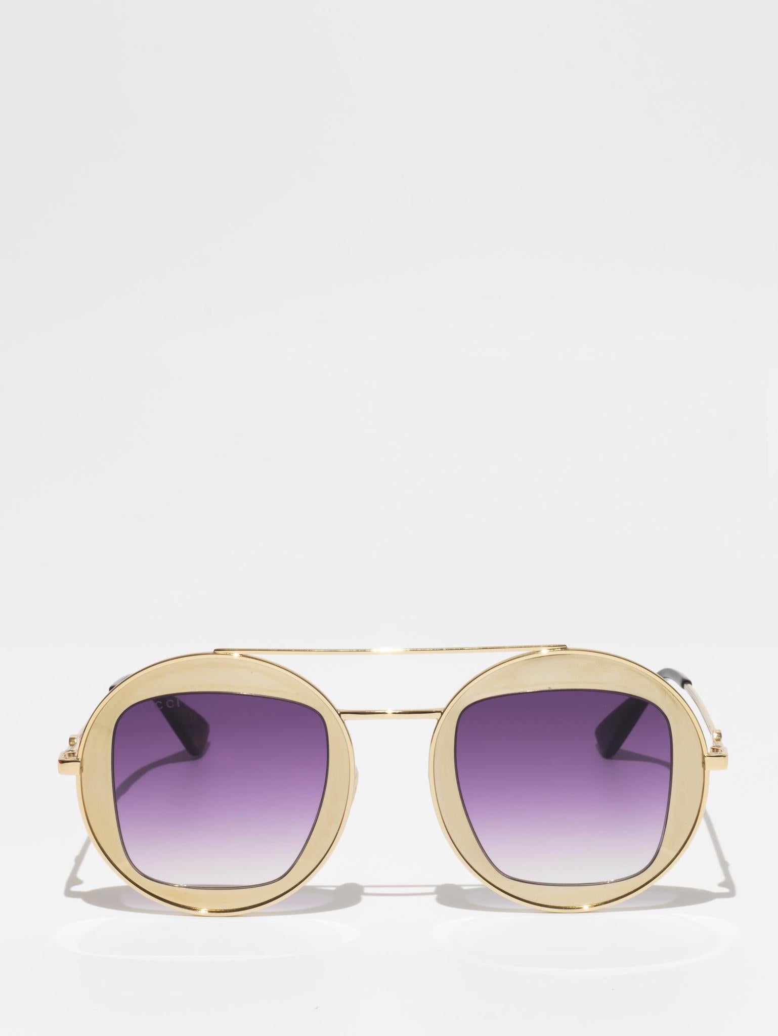 Gucci GG0105S 002 Gold/Purple Sunglasses