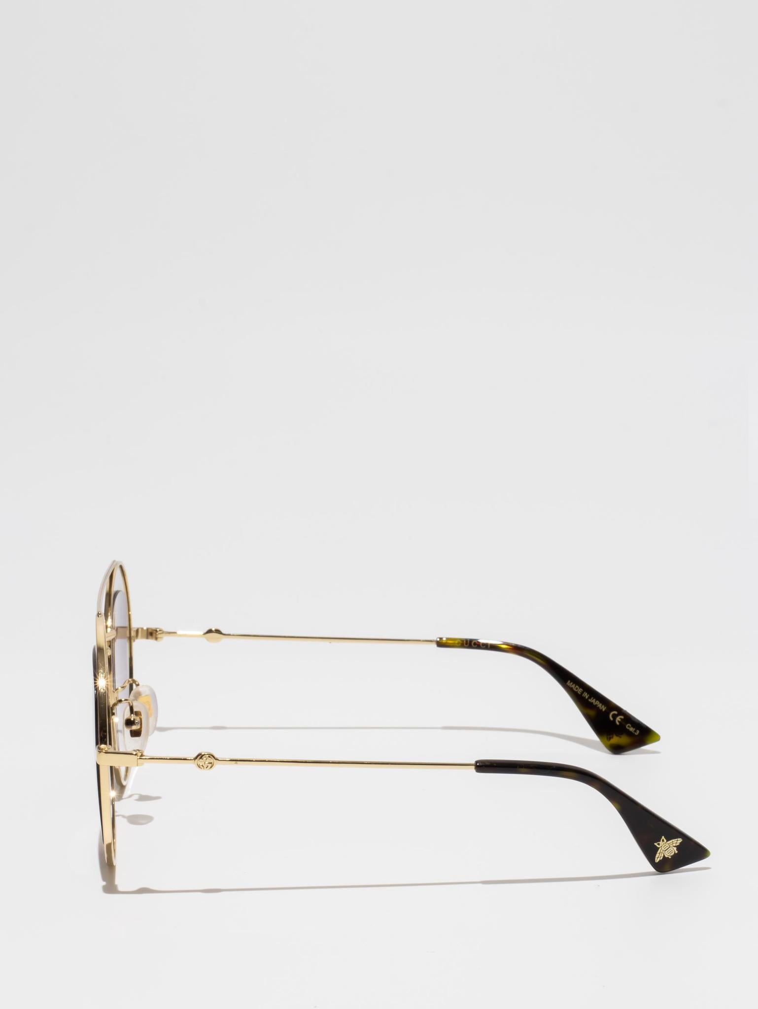 Gucci GG0105S 002 Gold/Purple Sunglasses