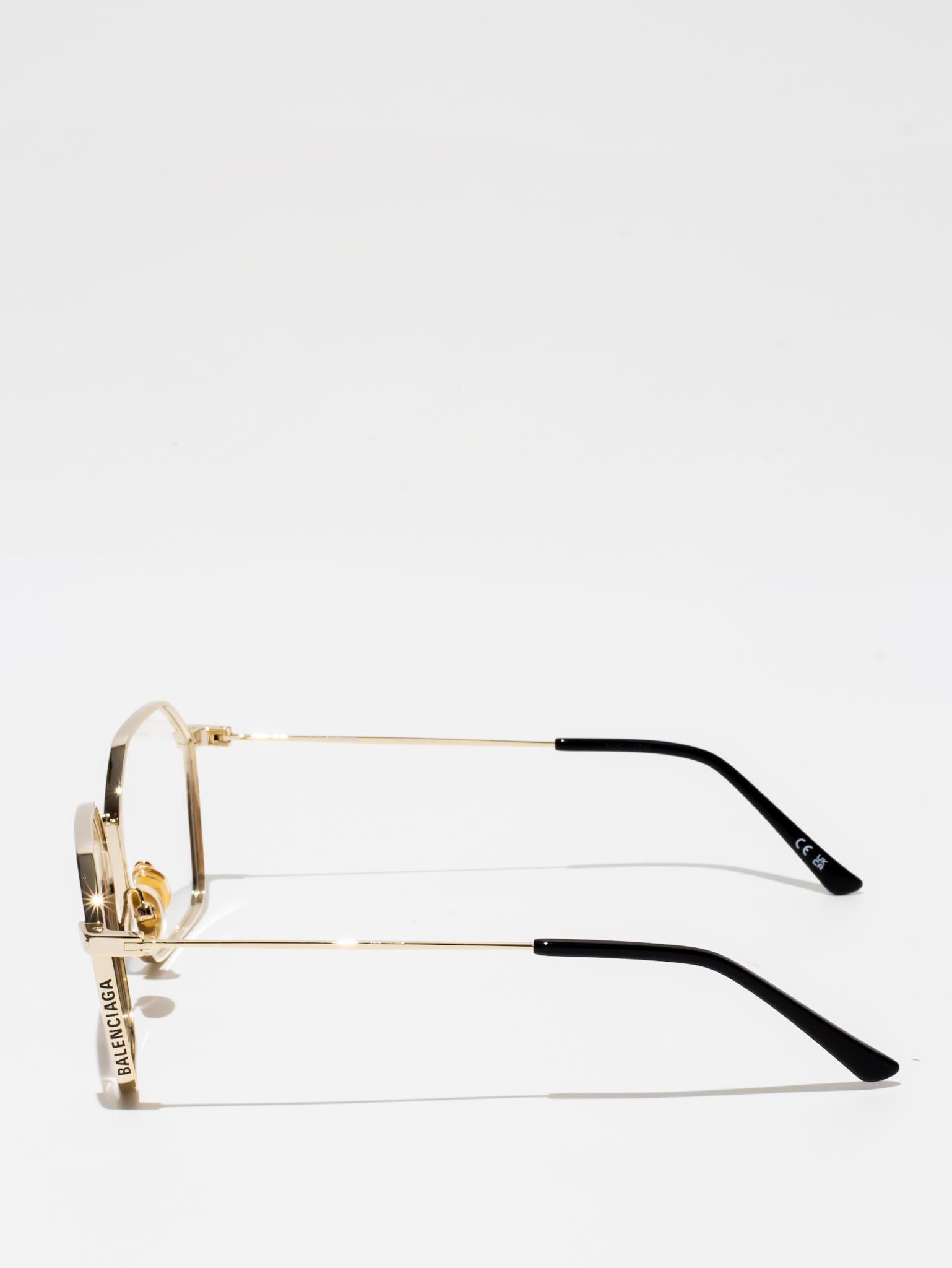 BALENCIAGA | BB0198O 002 | HEXAGON EYEGLASSES | GOLD
