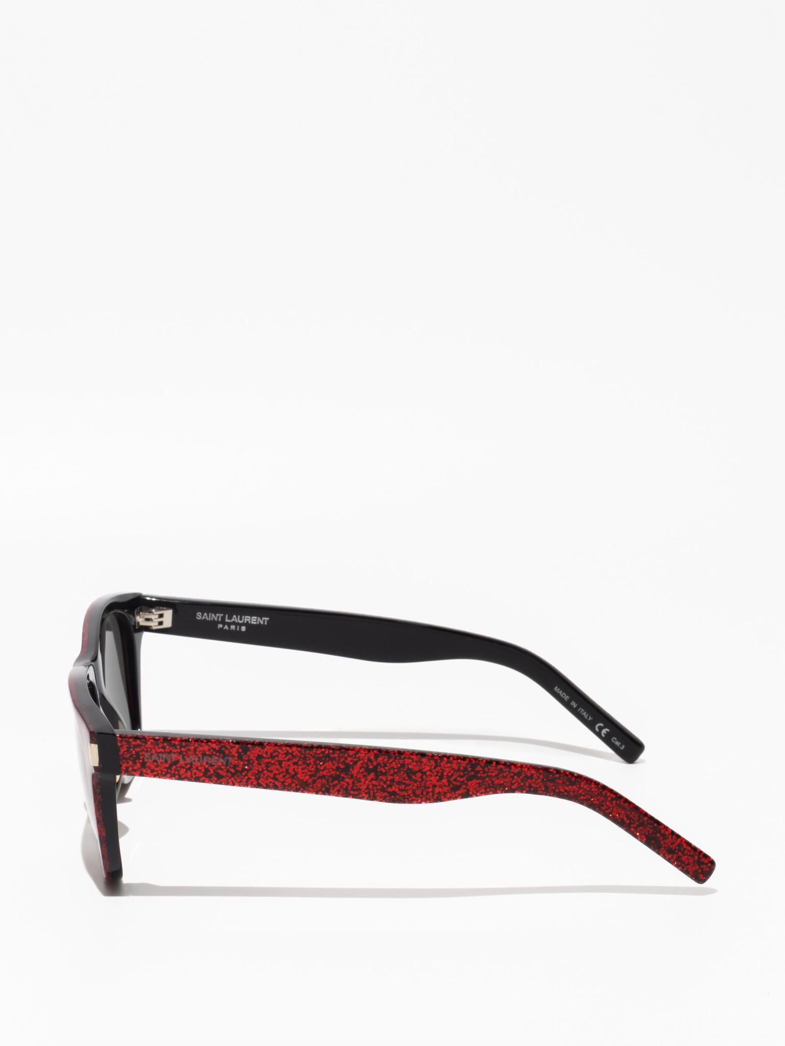 SL 51 009 | RED GLITTER | SQUARE SUNGLASSES
