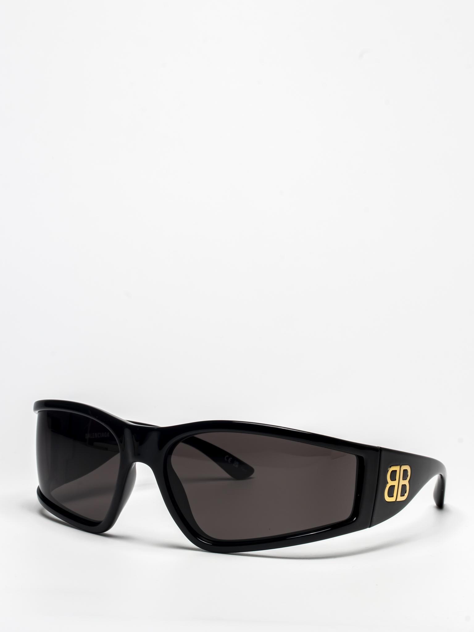 BB0457S 001 BLACK RECTANGULAR WRAP SUNGLASSES