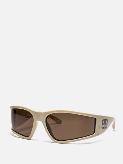 BB0457S 005 IVORY RECTANGULAR WRAP SUNGLASSES