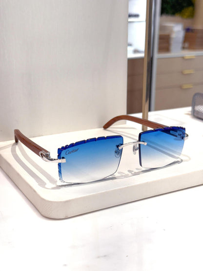 CARTIER C DÉCOR WOOD / VIBRANT BLUE - Customized by Hall of Frames 0052O.009.DC.CAR.VB.