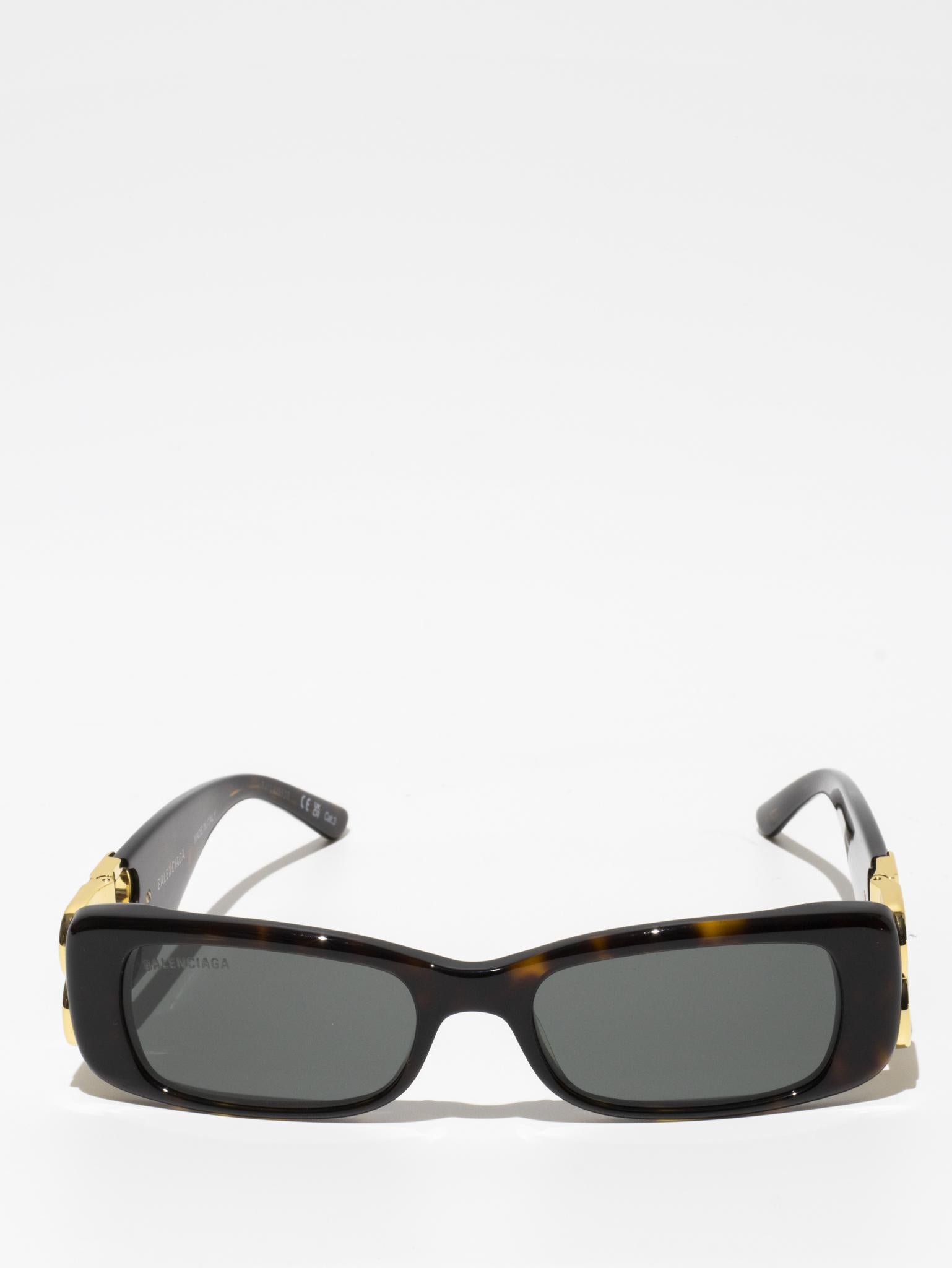 BALENCIAGA BB0096S 002 TORTOISE DYNASTY RECTANGLE SUNGLASSES