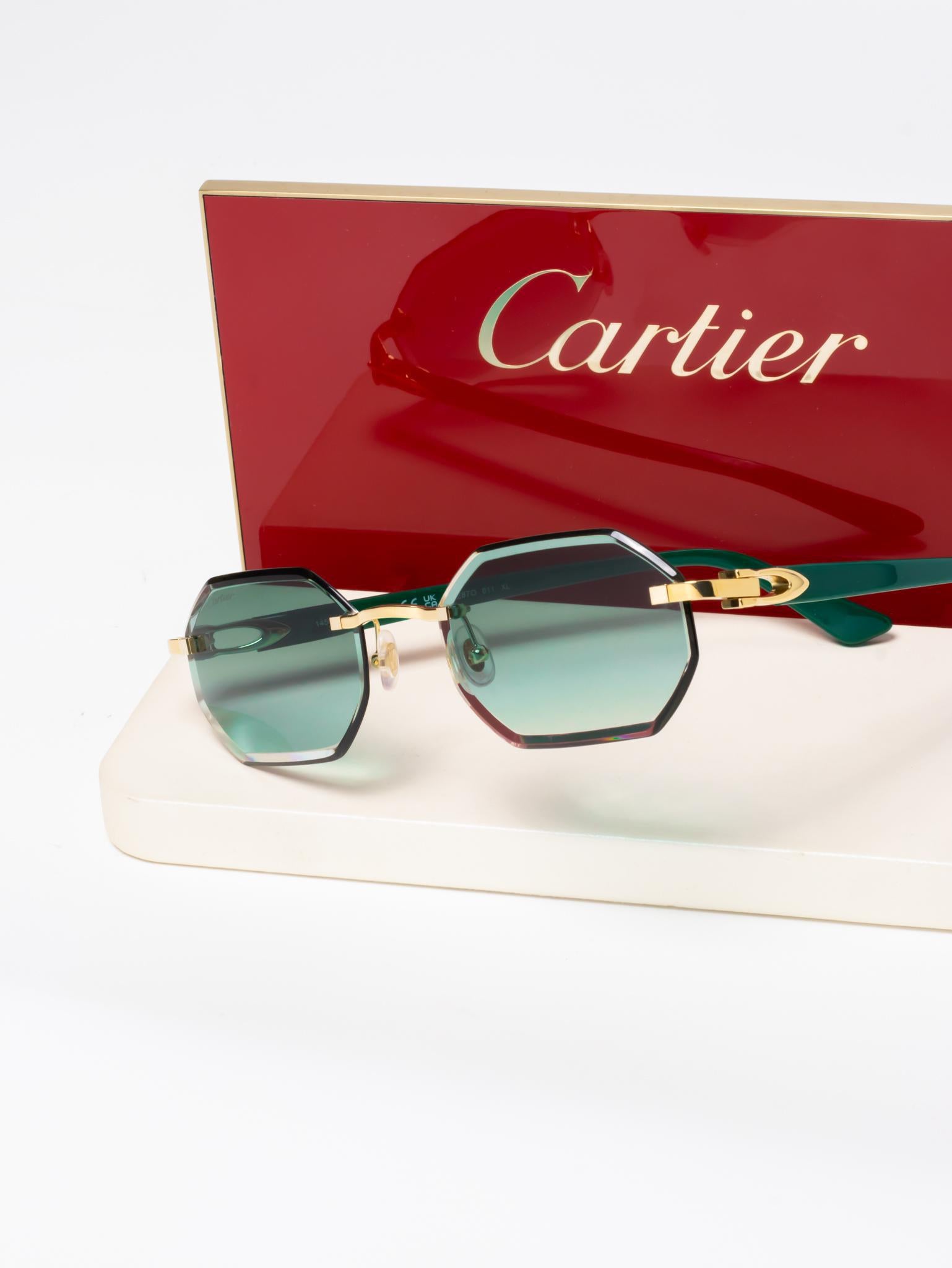 CARTIER C DECOR GREEN CUSTOM LENSES - CT0287O - CUSTOMIZED BY HALL OF FRAMES