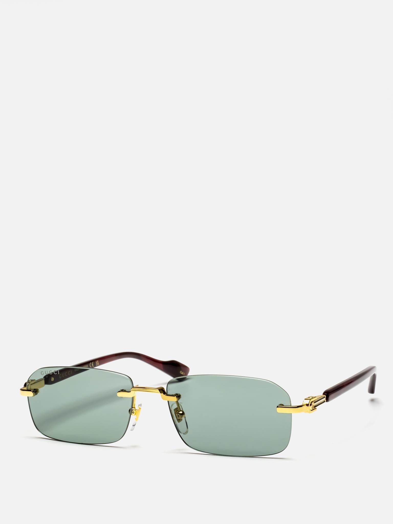 GUCCI GG1221S 003 GREEN RECTANGULAR SUNGLASSES – Hall of Frames