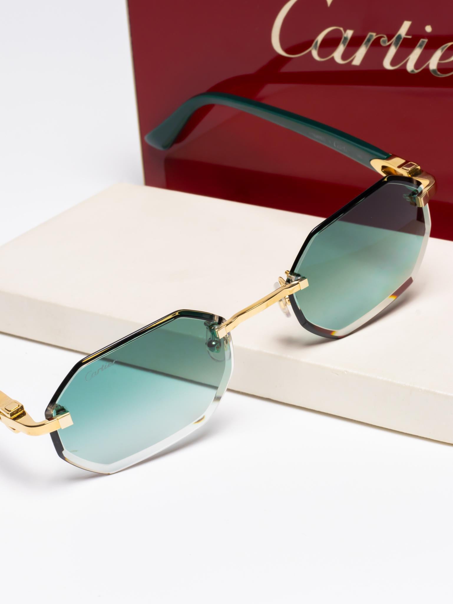 CARTIER C DECOR GREEN CUSTOM LENSES - CT0287O - CUSTOMIZED BY HALL OF FRAMES