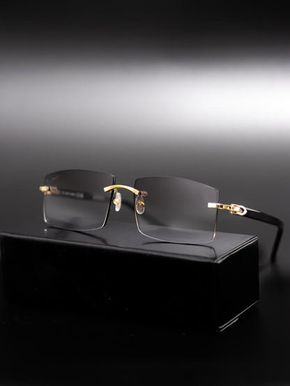 CARTIER C DECOR BLACK GOLD CUSTOM LENSES - CT0048O 002 - CUSTOMIZED BY HALL OF FRAMES