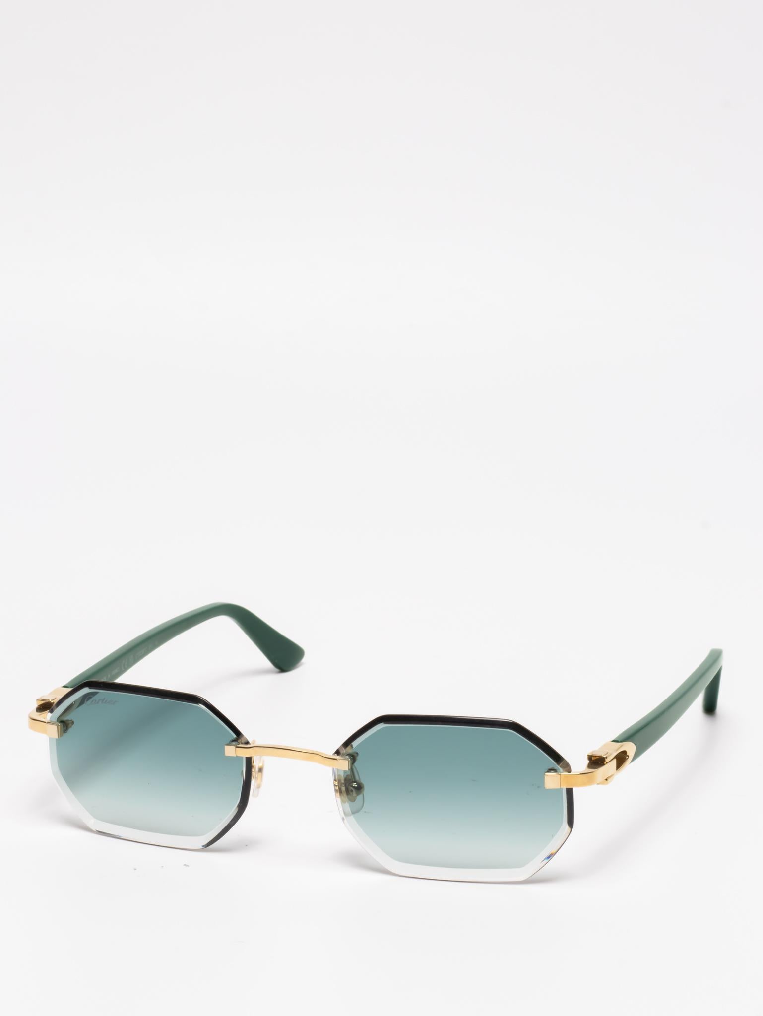 CARTIER C DECOR GREEN CUSTOM LENSES - CT0287O - CUSTOMIZED BY HALL OF FRAMES