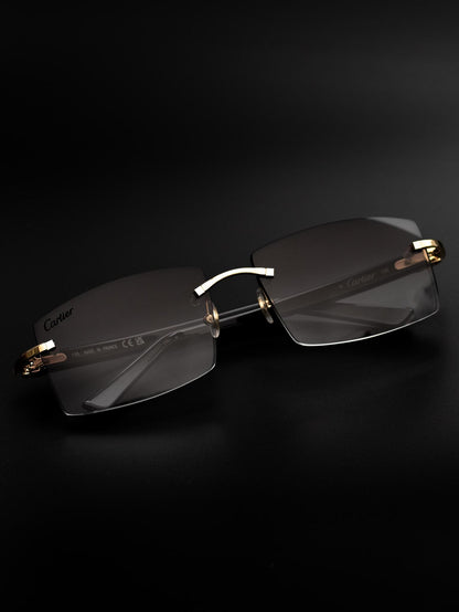 CARTIER C DECOR BLACK GOLD CUSTOM LENSES - CT0048O 002 - CUSTOMIZED BY HALL OF FRAMES