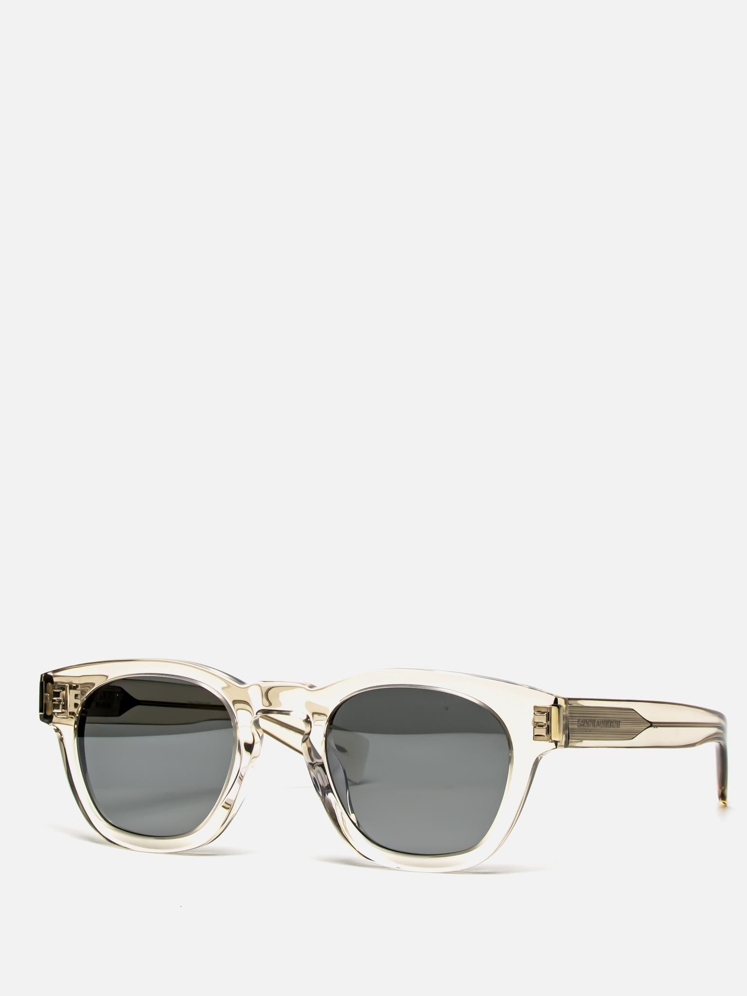 SAINT LAURENT SL 746 004 TRANSLUCENT BEIGE ROUND SUNGLASSES – Hall
