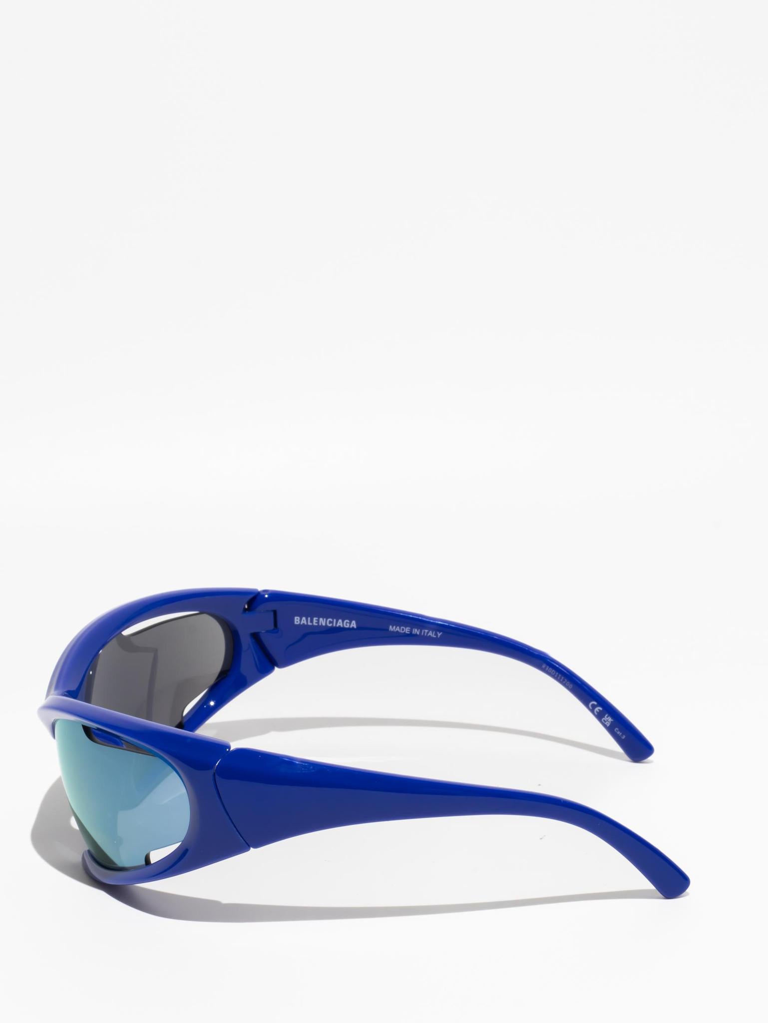 Balenciaga Dynamo Rectangle Sunglasses Blue