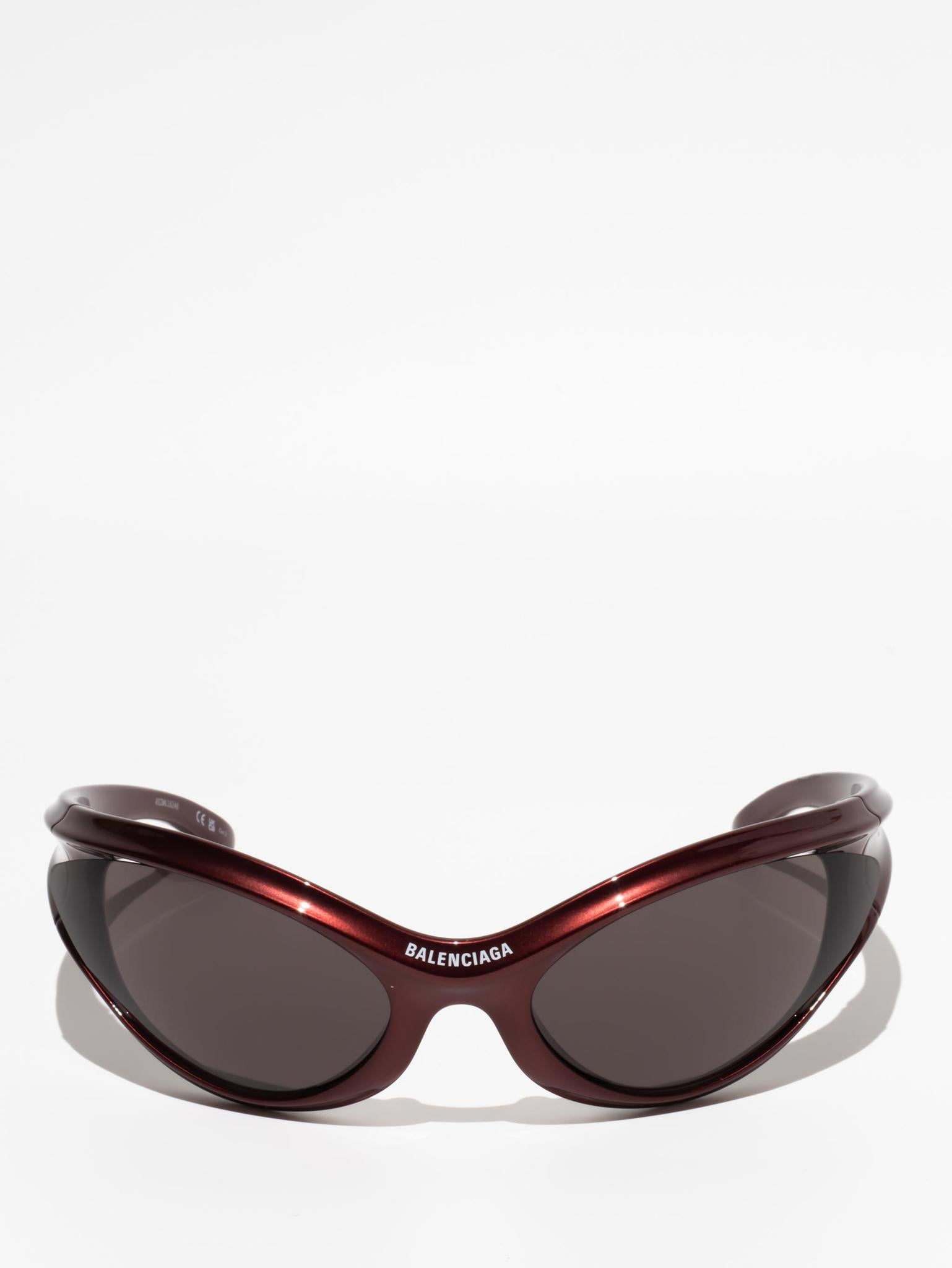 Balenciaga Dynamic Round Sunglasses Burgundy