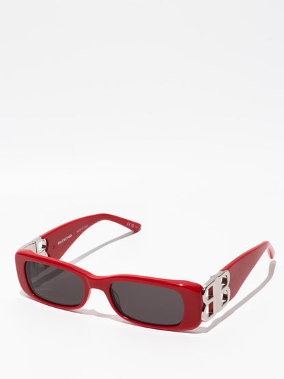 Balenciaga Dynasty Rectangle Sunglasses Red