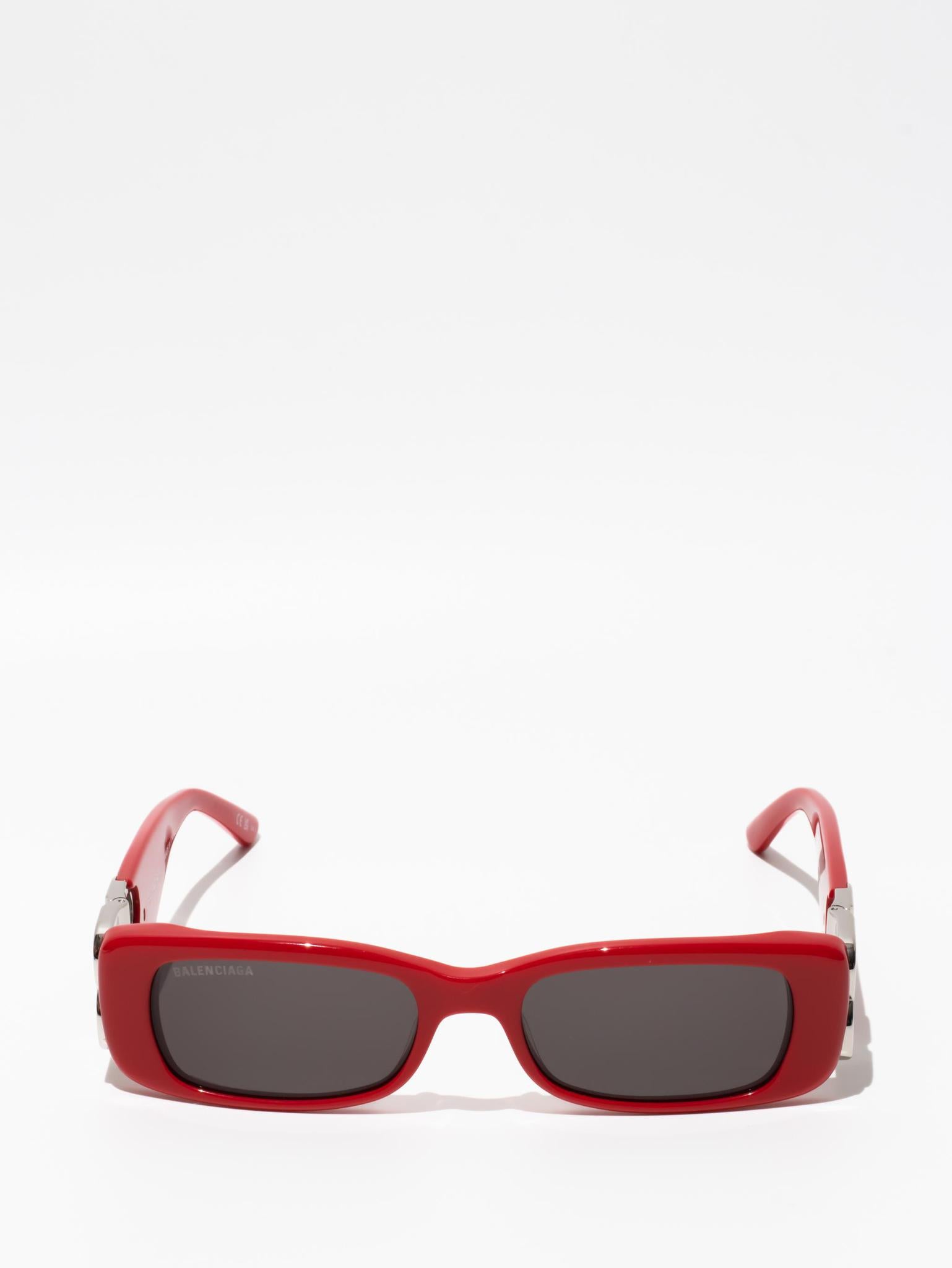 Balenciaga Dynasty Rectangle Sunglasses Red