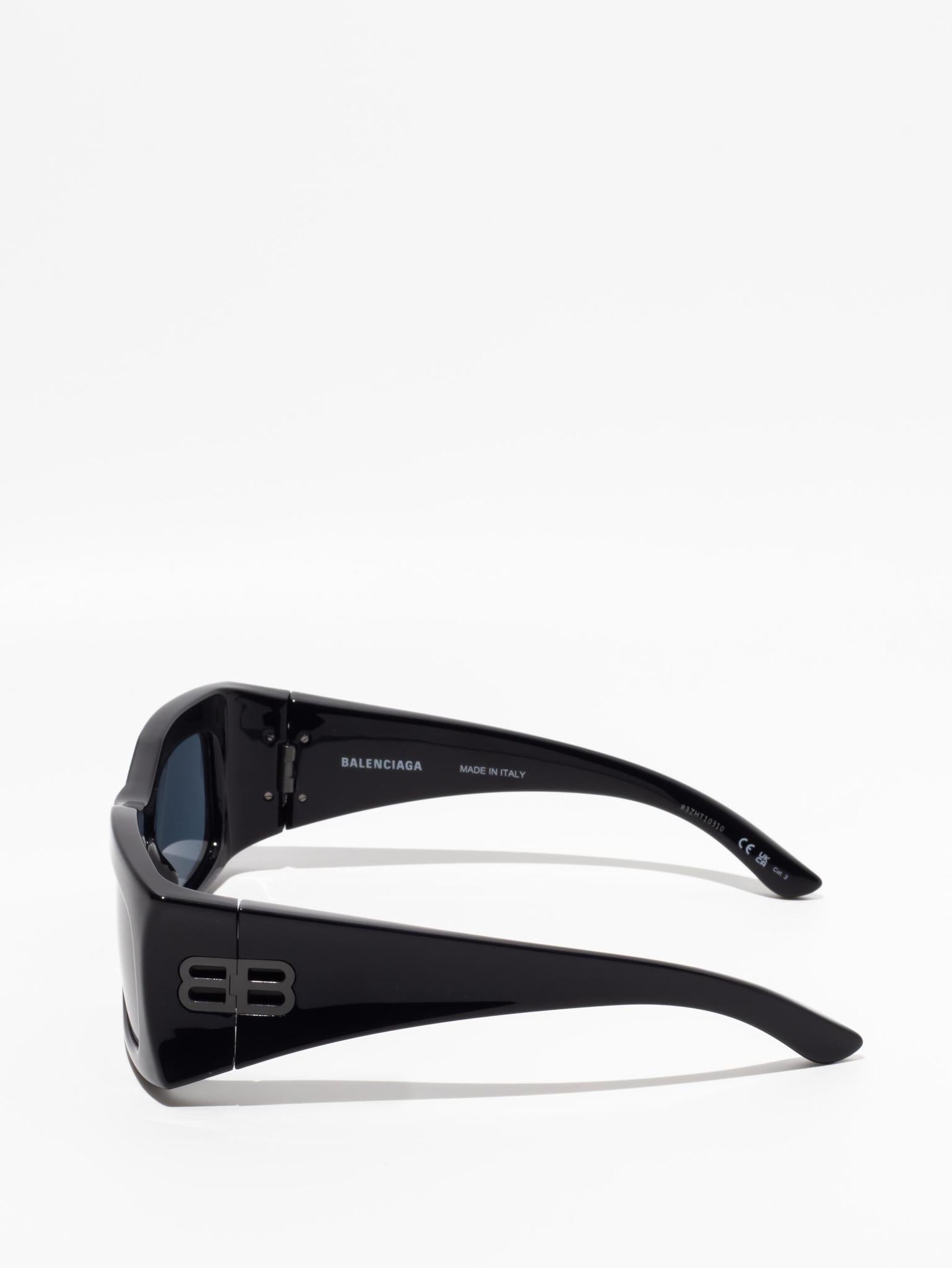 Balenciaga Hourglass Rectangle Sunglasses Black 