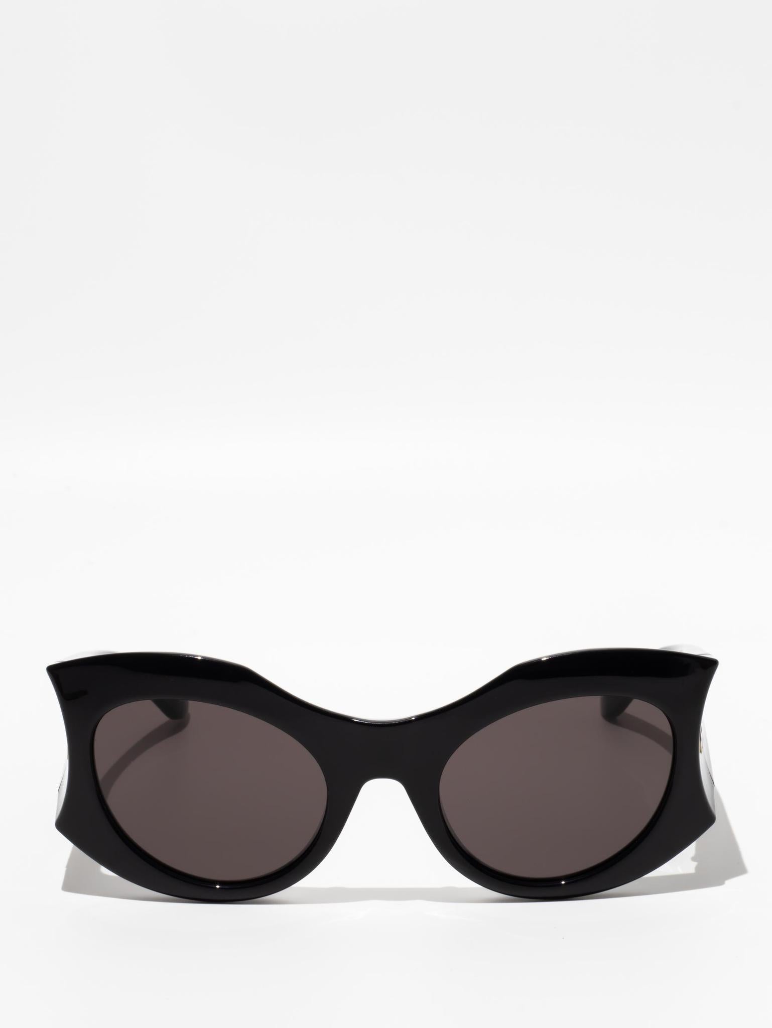 Balenciaga Hourglass Round Sunglasses Black