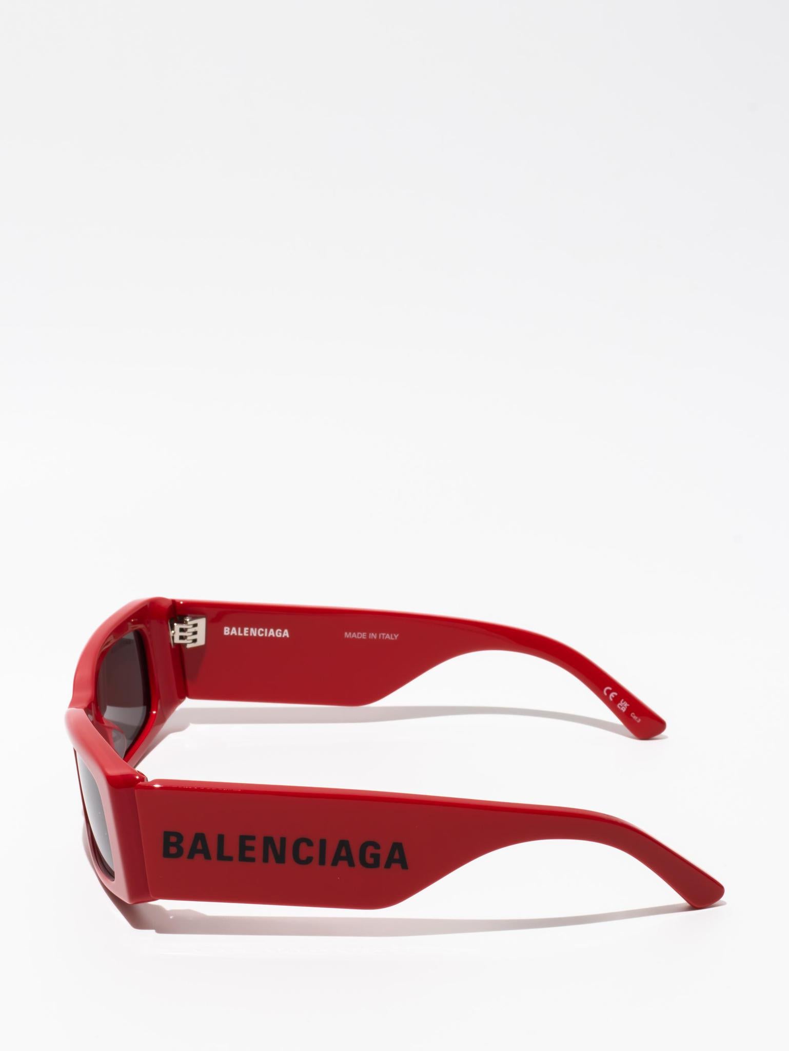 Balenciaga Max Rectangle Sunglasses Red