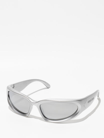 Balenciaga Swift Oval Sunglasses Silver