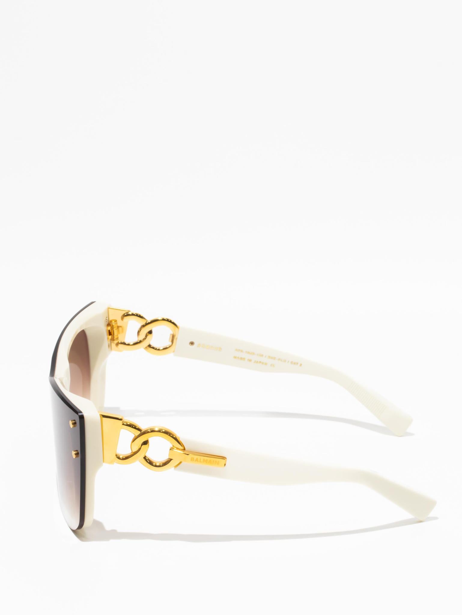 Balmain Armour Sunglasses Bone/Gold