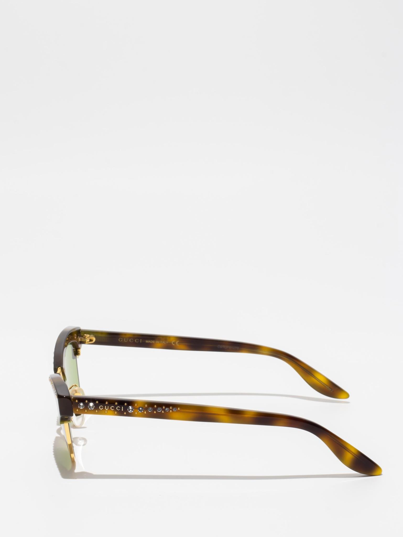 Gucci GG0153S 003 Havana/Green Sunglasses