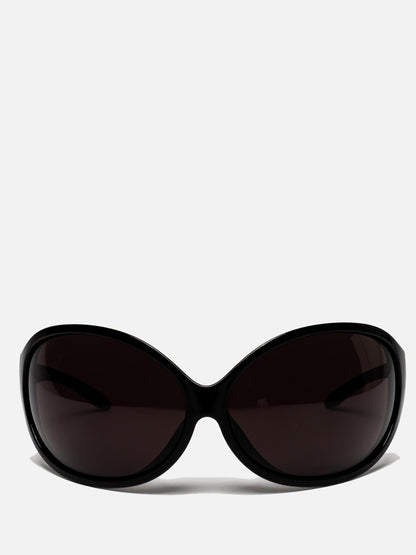 BB0502S 001 BLACK OVAL WRAP SUNGLASSES