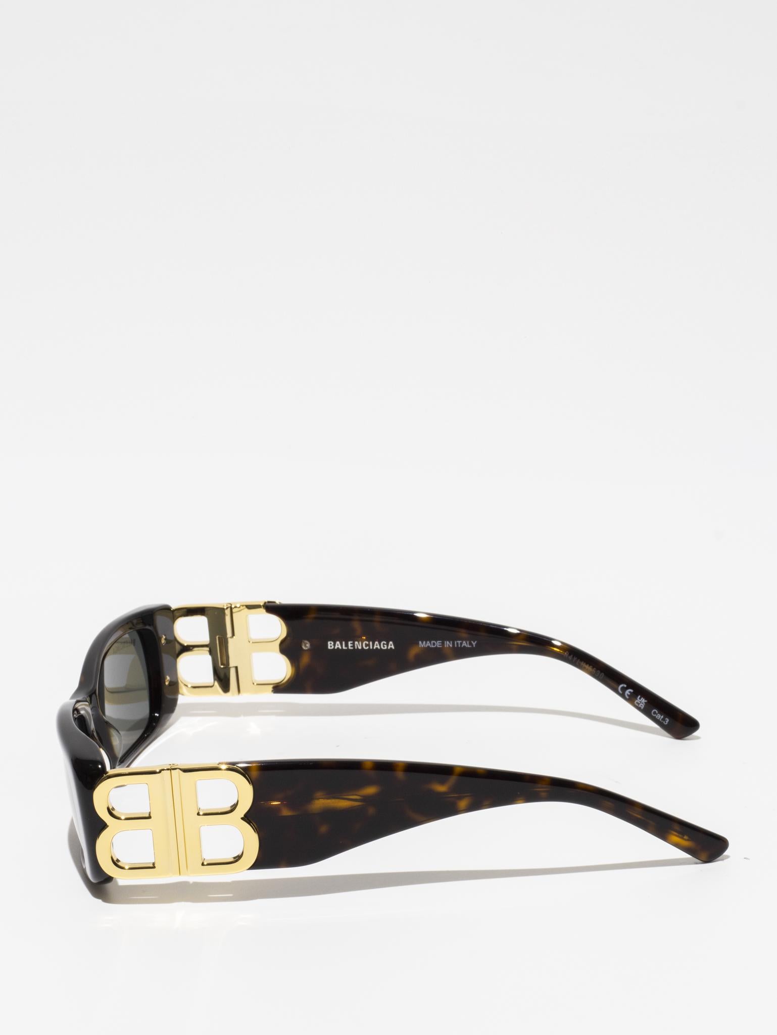 BALENCIAGA BB0096S 002 TORTOISE DYNASTY RECTANGLE SUNGLASSES
