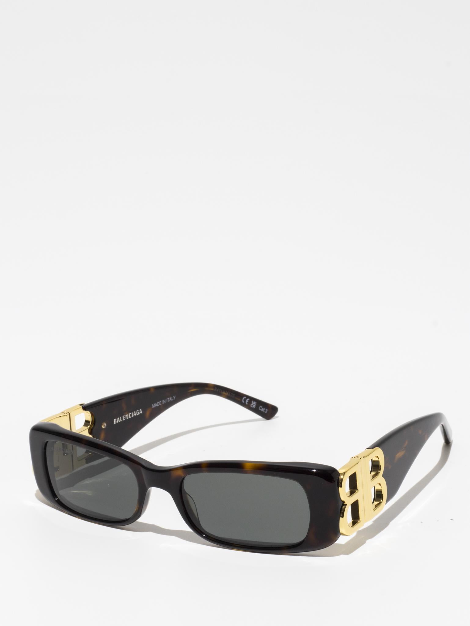 BALENCIAGA BB0096S 002 TORTOISE DYNASTY RECTANGLE SUNGLASSES