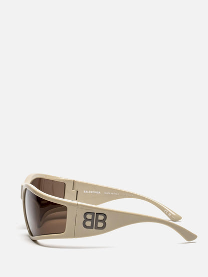 BB0457S 005 IVORY RECTANGULAR WRAP SUNGLASSES