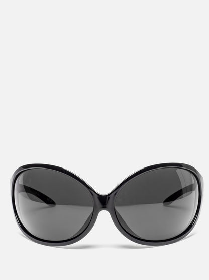 BB0502S 001 BLACK OVAL WRAP SUNGLASSES