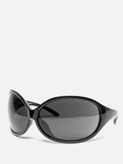 BB0502S 001 BLACK OVAL WRAP SUNGLASSES