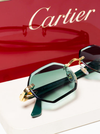 CARTIER C DECOR GREEN CUSTOM LENSES - CT0287O - CUSTOMIZED BY HALL OF FRAMES