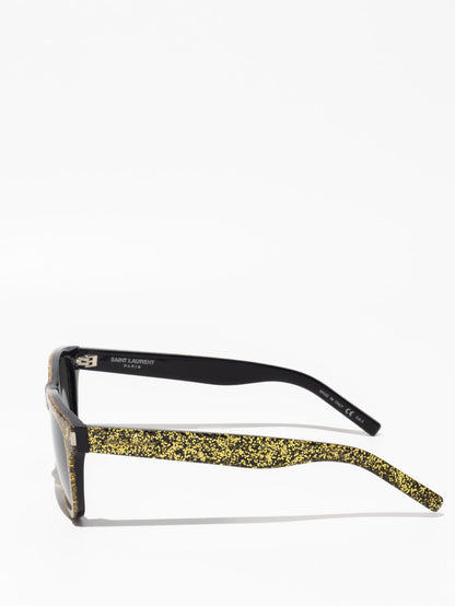 SAINT LAURENT | SL51 008 | GOLD GLITTER | SQUARE SUNGLASSES